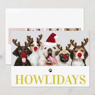 Joyeux Howlidays Chien Noël 5 Carte photo