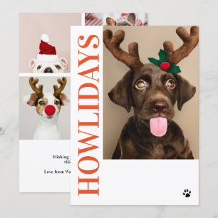 Joyeux Howlidays Chien Noël 5 Carte photo