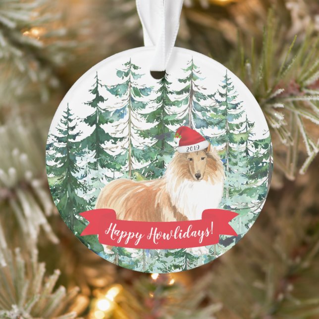 Joyeux Howlidays Rough Collie Dog Christmas (Arbre)