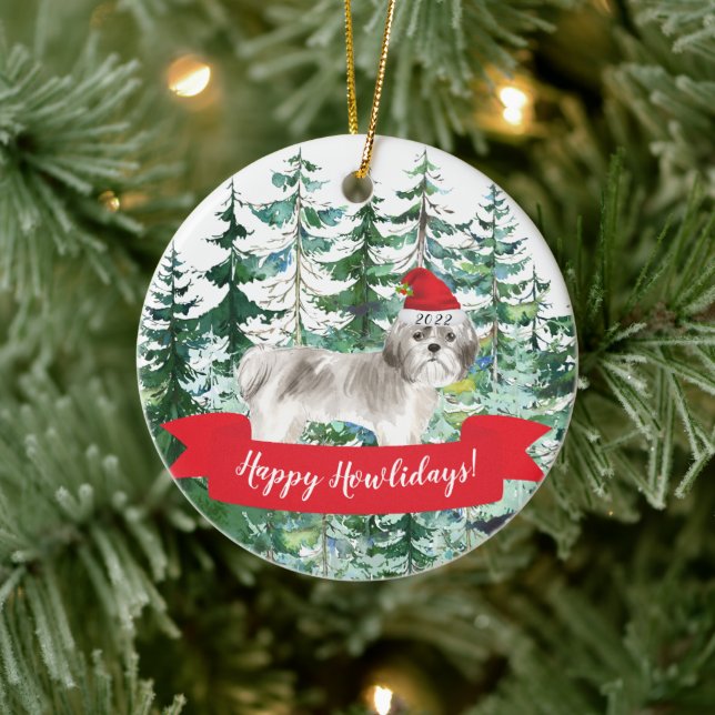 Joyeux Howlidays Shih tzu Dog Noël Ornement (Arbre)