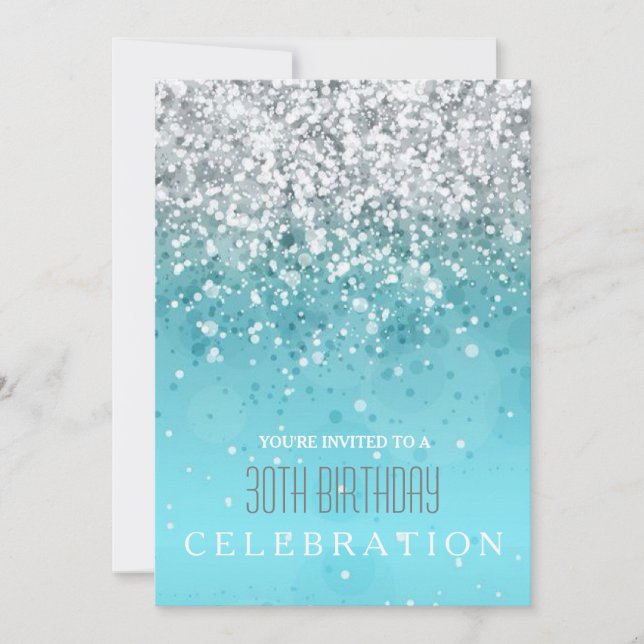 Joyeux Invitations du Modern Aqua Parties scintill (Devant)