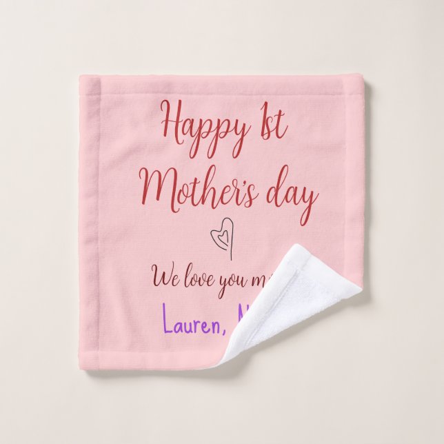 Joyeux jour de la première mère ajouter nom texte  (Gant de toilette)
