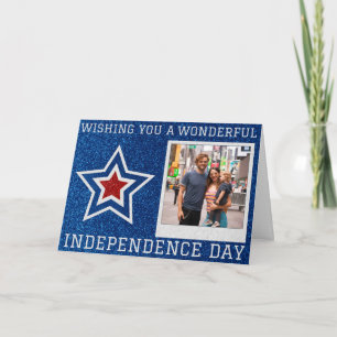 Joyeux Jour de l'Indépendance Photo Carte Pailleté