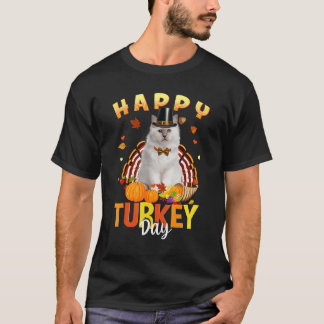 Joyeux jour de Thanksgiving T-shirt de chat blanc