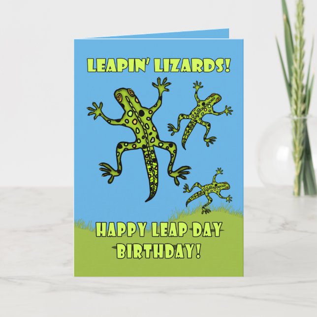 Joyeux Jour du Bond Anniversaire ! Carte Lizards L (Devant)
