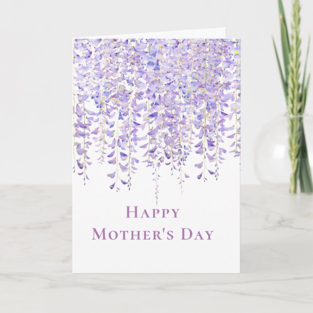 joyeux jour mère mauve glycine fleurs carte (Devant)