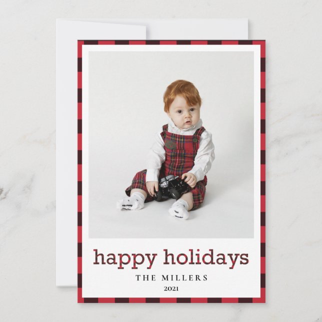 Joyeux jours fériés Buffalo Plaid Carte photo de N (Devant)