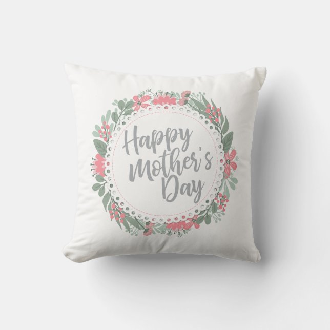 Joyeux Joyeux Fête des Mères Floral | Oreiller (Recto)