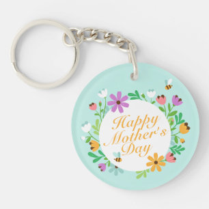 Joyeux Joyeux Fête des Mères Floral   PORTE - CLÉ