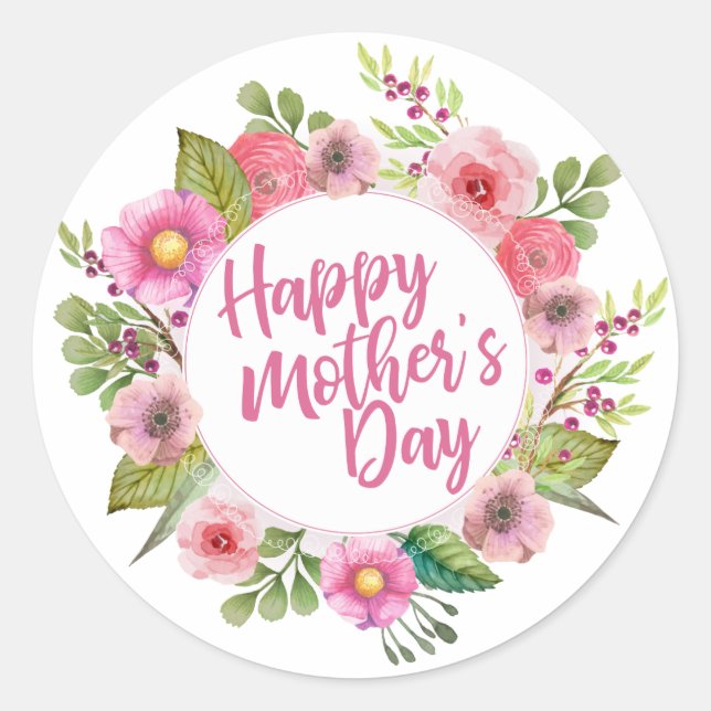 Joyeux Joyeux Fête des Mères Floral | Sticker (Devant)