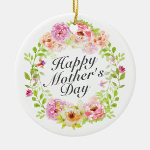 Joyeux Joyeux Fête des Mères Ornement de fleurs Wr