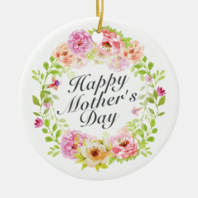 Joyeux Joyeux Fête des Mères Ornement de fleurs Wr (Devant)