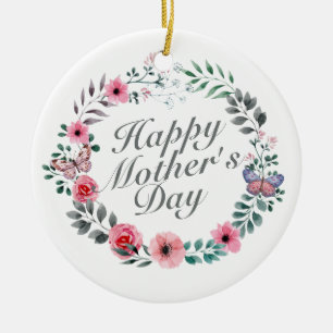 Joyeux Joyeux Fête des Mères Ornement de fleurs Wr