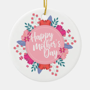 Joyeux Joyeux Fête des Mères Ornement de fleurs Wr