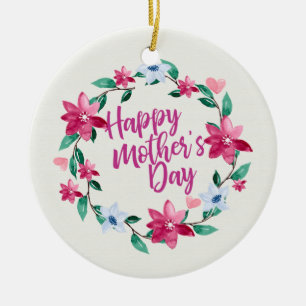 Joyeux Joyeux Fête des Mères Ornement de fleurs Wr