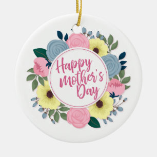 Joyeux Joyeux Fête des Mères Ornement de fleurs Wr