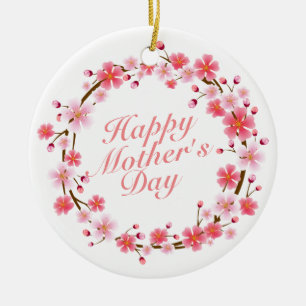 Joyeux Joyeux Fête des Mères Ornement de fleurs Wr