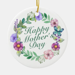 Joyeux Joyeux Fête des Mères Ornement de fleurs Wr
