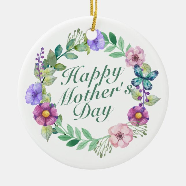 Joyeux Joyeux Fête des Mères Ornement de fleurs Wr (Devant)
