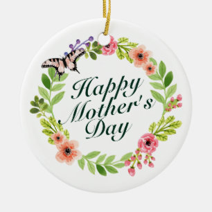 Joyeux Joyeux Fête des Mères Ornement de fleurs Wr
