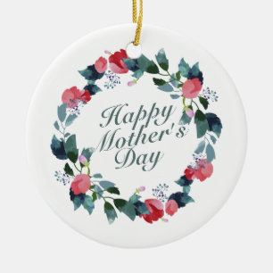 Joyeux Joyeux Fête des Mères Ornement de fleurs Wr