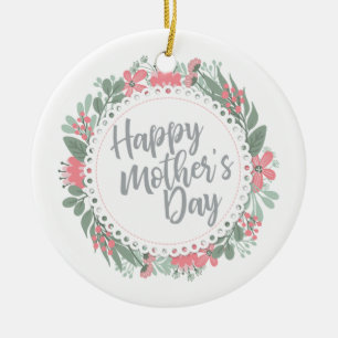 Joyeux Joyeux Fête des Mères Ornement de fleurs Wr