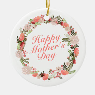 Joyeux Joyeux Fête des Mères Ornement de fleurs Wr