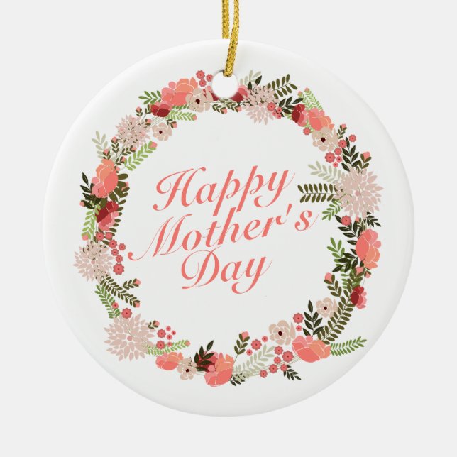 Joyeux Joyeux Fête des Mères Ornement de fleurs Wr (Devant)