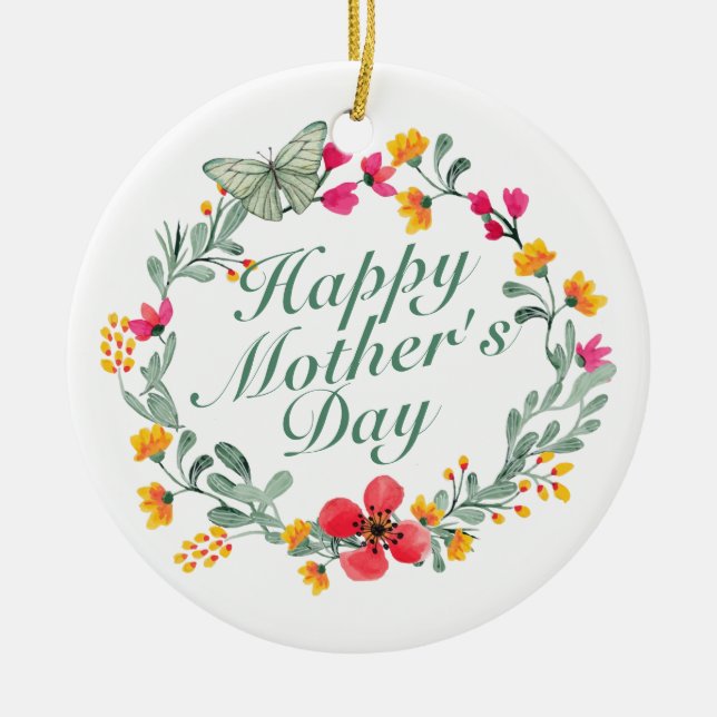 Joyeux Joyeux Fête des Mères Ornement de fleurs Wr (Devant)
