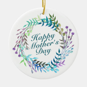 Joyeux Joyeux Fête des Mères Ornement de fleurs Wr