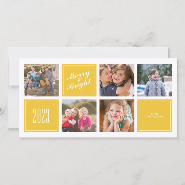Joyeux Joyeux Jaune brillant 5 Carte photo de coll (Devant)