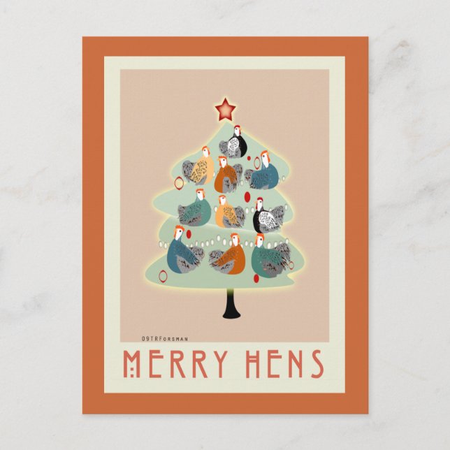 Joyeux Joyeux poules de Noël cartes d'arbre de Noë (Devant)