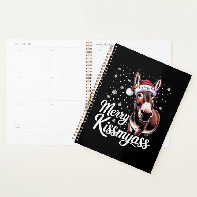 Joyeux Kissmyass âne Sarcastique Noël Funny Pyjama (Devant avec enveloppe)