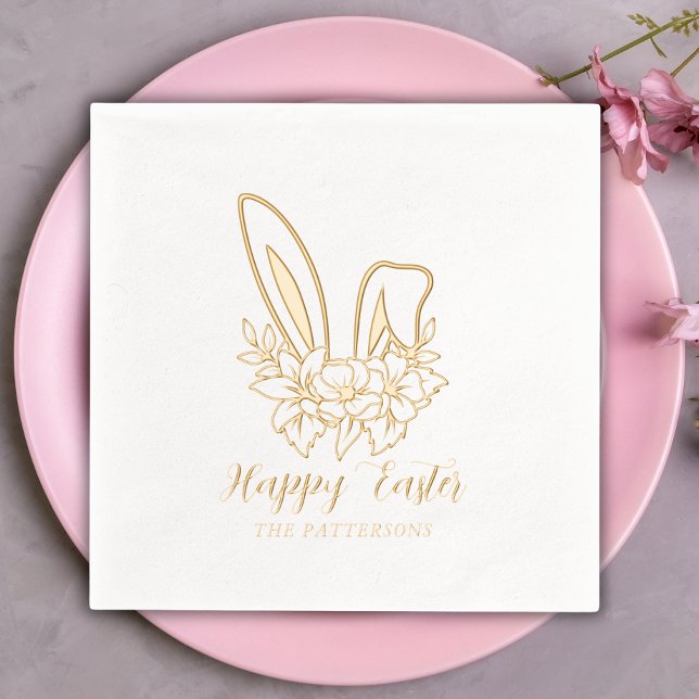 Joyeux Lapin Floral de Pâques oreilles Nom personn (Créateur téléchargé)