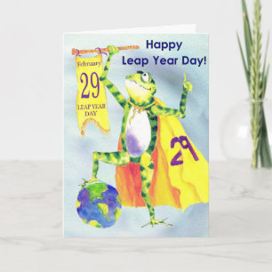 Joyeux Leap Année Carte Jour Grenouille