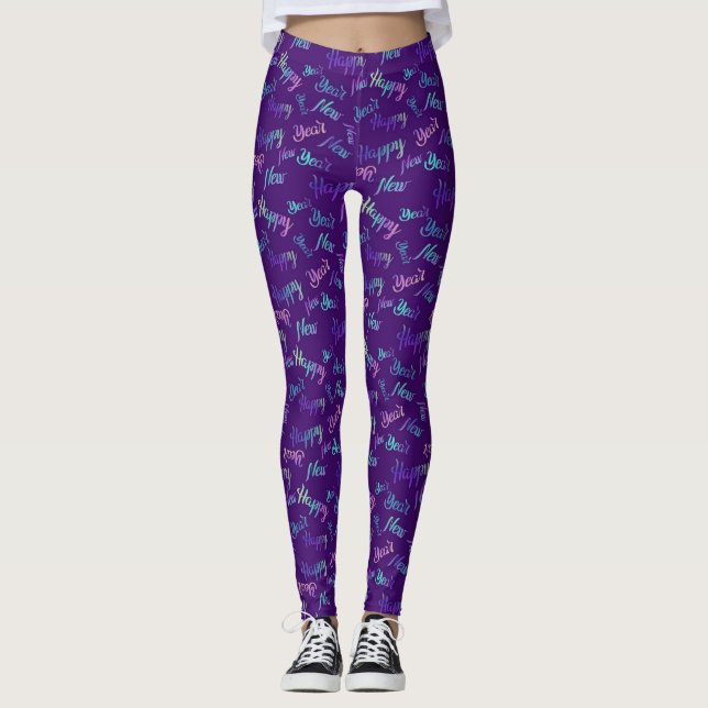 Joyeux Leggings du Nouvel An (violet) (Devant)