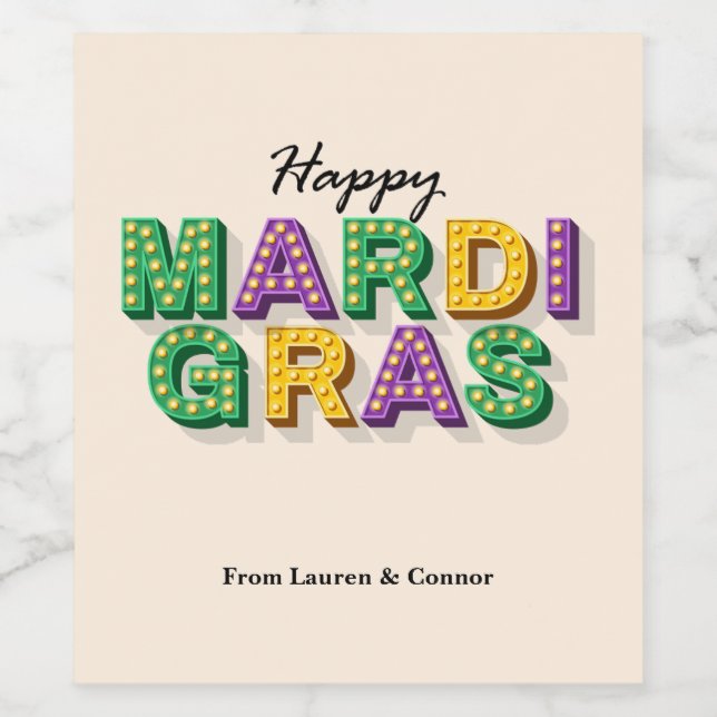 Joyeux Mardi Gras Étiquettes de vin personnalisés (Étiquettes simples)