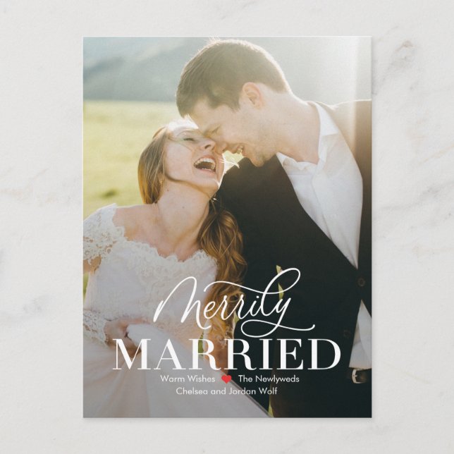 Joyeux Mariage Nouvellement Mariés Carte de Noël (Devant)