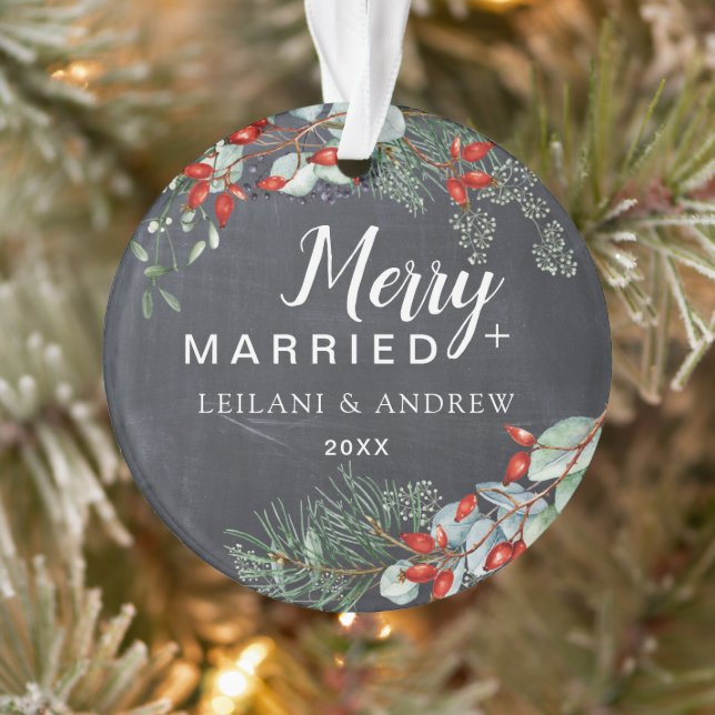 Joyeux marié Chalkboard Berry Foliing Ornement (Arbre)