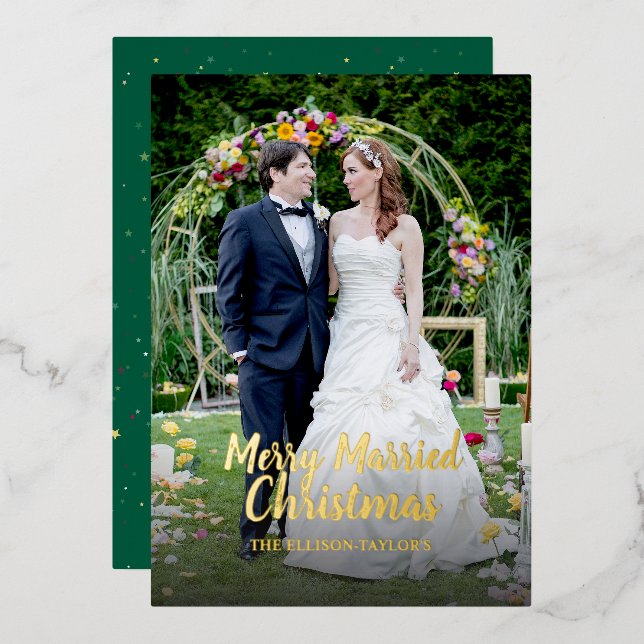 Joyeux Marié Noël Foil Carte de vacances (Recto/Verso)