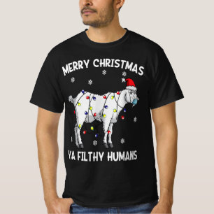 Joyeux Masque visage de chèvre de Noël T-shirt Pèr
