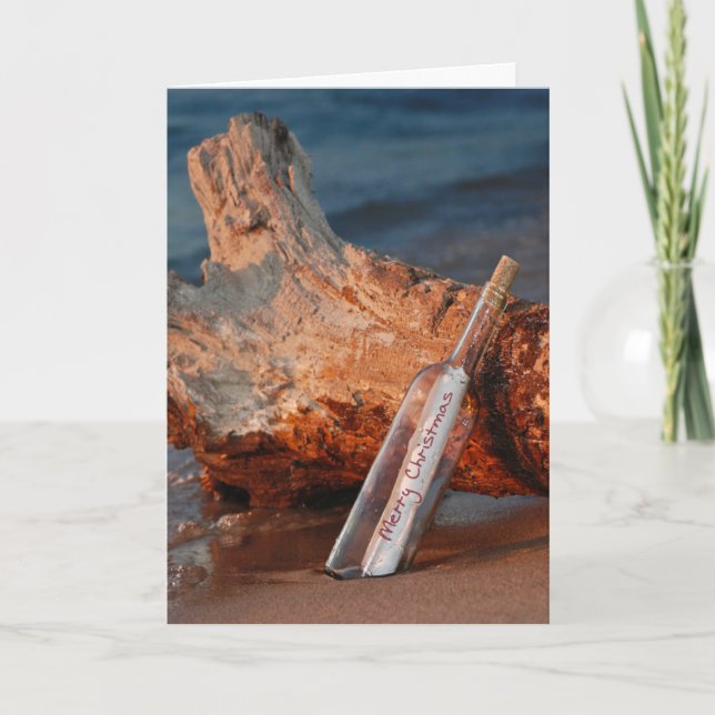 Joyeux message de Noël dans une bouteille Carte de (Devant)