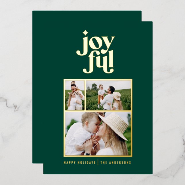 joyeux moderne joyeux 3 photo foil vacances  (Recto/Verso)