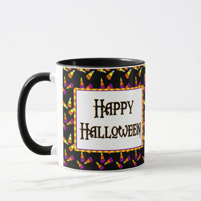 Joyeux Motif de bonbons d'Halloween sur Mug de caf (Gauche)