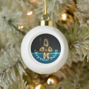 Joyeux Noё l - Fraktal Inuit Hunter Keramik Kugel-Ornament