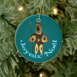 Joyeux Noё l - Fraktal Inuit Hunter Keramik Ornament