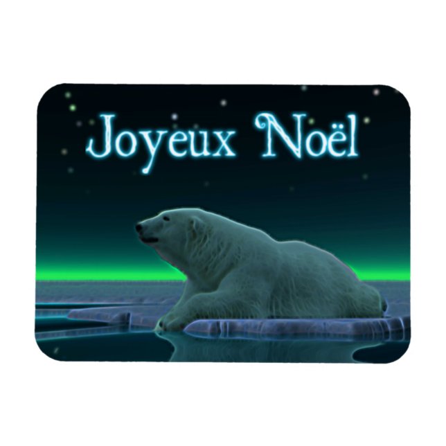 Joyeux Noё l - Ice Edge Polar Bear Magnet (Horizontal)