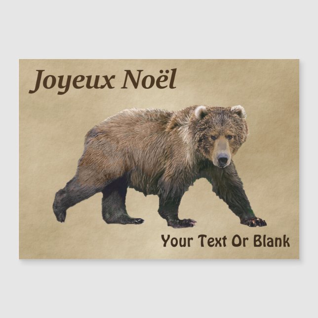 Joyeux Noё l. Kodiak Bear Magnetkarte (Vorderseite)