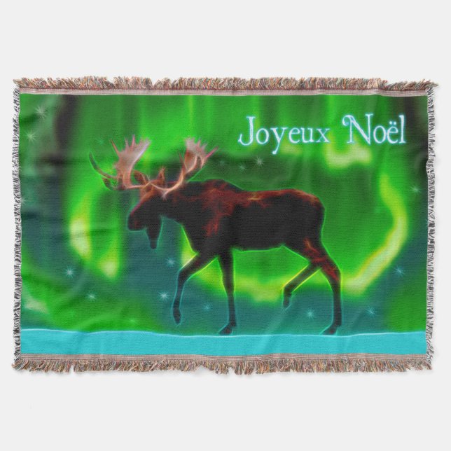 Joyeux Noё l - Northern Lights Moose Decke (Vorderseite)