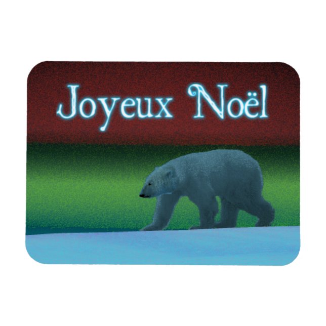 Joyeux Noё l - Polar Lights Polar Bear Magnet (Horizontal)